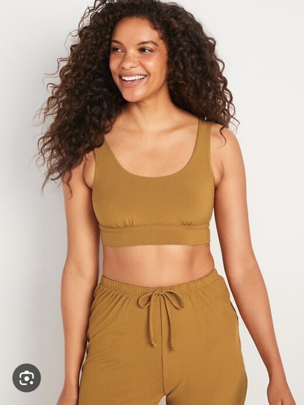 Old Navy Women's Rib-Knit Smocked Bralette Top And Pant Set— Mustard